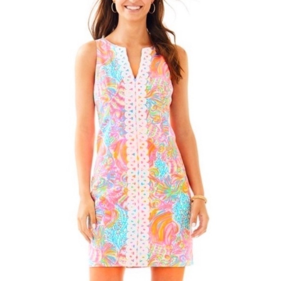 Lilly Pulitzer Ryder Shift Dress Multi Swish Fish Sz 00 - Picture 1 of 10